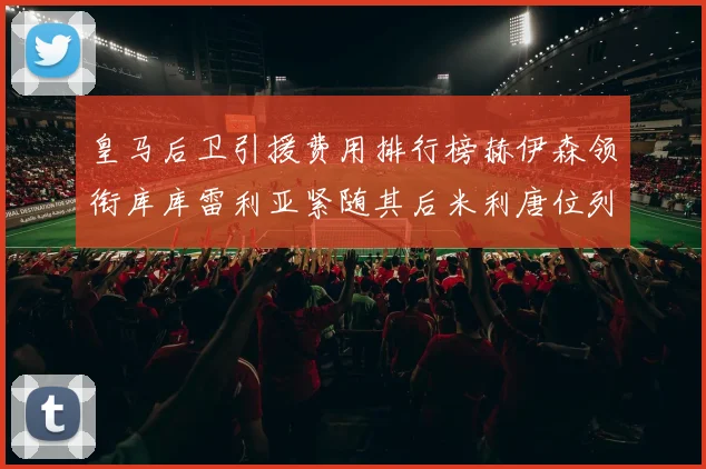 皇马后卫引援费用排行榜赫伊森领衔库库雷利亚紧随其后米利唐位列第三